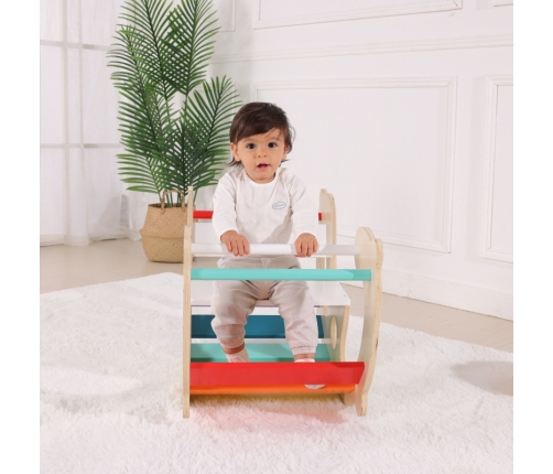 WOOPIE GREEN Drewniany Tęczowy Bujak i Mostek 2w1 Montessori FSC