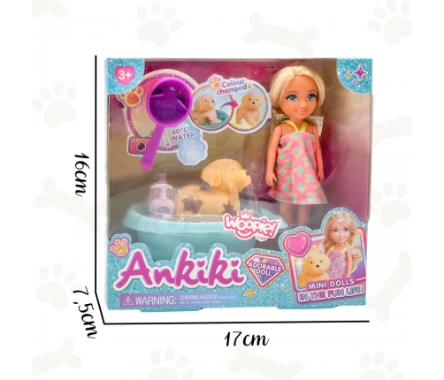 WOOPIE ROYAL Laleczka z Pieskiem Wanną i Akcesoriami Do Pielęgnacji Pupila