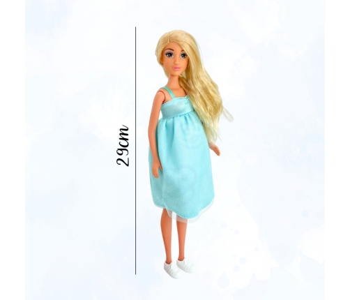 WOOPIE ROYAL Lalka Lily z Brzuszkiem w Ciąży Niemowlak Błękitna Sukienka