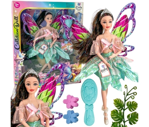 WOOPIE ROYAL Lalka Emi Wróżka z Kolorowymi Skrzydłami i Szczotką do Włosów