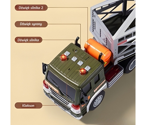 WOOPIE Ciężarówka Transporter Dinozaurów Auto z Dźwiękiem i Światłem