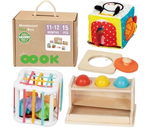WOOPIE GREEN Pudełko Box 5w1 Montessori Edukacujny 11-12M FSC