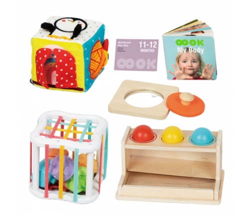 WOOPIE GREEN Pudełko Box 5w1 Montessori Edukacujny 11-12M FSC
