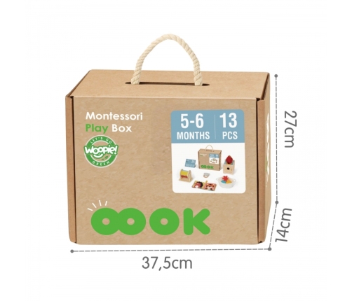 WOOPIE GREEN Box Pudełko XXL Montessori Edukacyjne 6w1 Sensoryczne 5-6 Miesięcy 13el. FSC