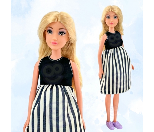 WOOPIE ROYAL Lalka Lily w Ciąży Sukienka w Czarno-białe Paski