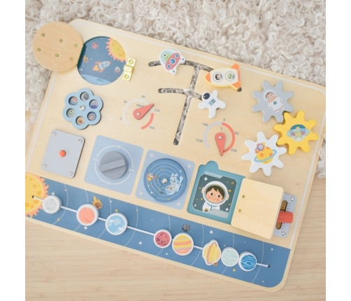 TOOKY TOY Drewniana Tablica Edukacyjna Montessori Astronauta Statek Kosmiczny