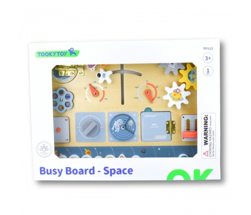 TOOKY TOY Drewniana Tablica Edukacyjna Montessori Astronauta Statek Kosmiczny