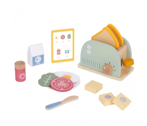 WOOPIE GREEN Drewniany Toster Zestaw Śniadaniowy z Akcesoriami 14 el. FSC