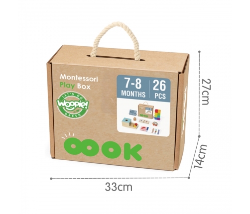 WOOPIE GREEN Box Pudełko XXL Montessori Edukacyjne 6w1 Sensoryczne 7-8 Miesięcy 26el. FSC