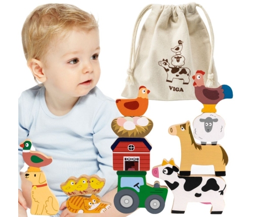 VIGA Układanka w Stosy Farma Zwierzęta