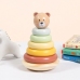 TOOKY TOY Drewniana Układanka Sensoryczna Piramidka Miś Sensoryczny Kolorowy Stacker