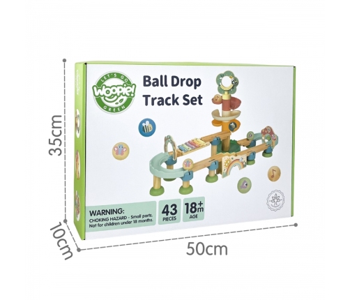 WOOPIE GREEN Drewniany Tor Kulkowy z Efektami Dźwiękowymi Cymbałki FSC