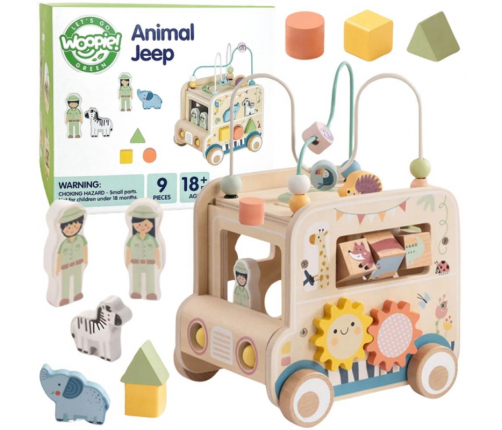 WOOPIE GREEN Drewniana Kostka Aktywności Samochód Terenowy Safari FSC