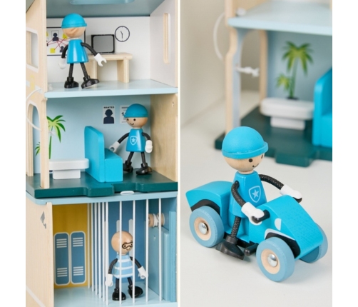 CLASSIC WORLD Posterunek Policji Drewniany Samochód Helikopter FIgurki 12el.