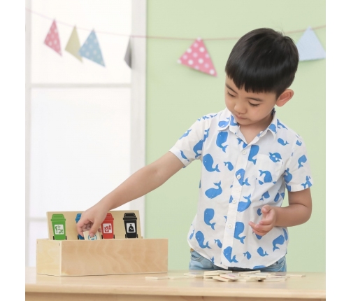 VIGA Układanka Gra edukacyjna drewniana do nauki sortowania śmieci