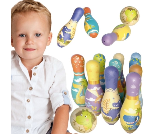 WOOPIE Gra Zręcznościowa Kręgle Dinozaury Zestaw 12el.