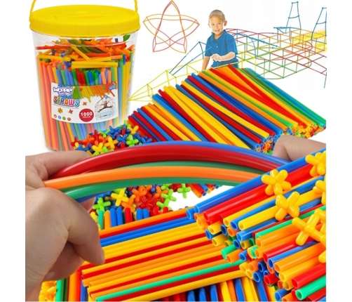 WOOPIE Klocki Konstrukcyjne Kolorowe Słomki 1000 el.