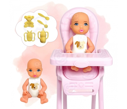 WOOPIE ROYAL Lalka Lily Bobas Krzesełko do Karmienia Zestaw Akcesoria