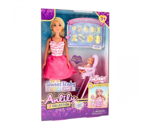 WOOPIE ROYAL Lalka Lily Bobas Krzesełko do Karmienia Zestaw Akcesoria