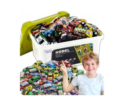 WOOPIE Zestaw Aut Wyścigowych  Autka w Pudełku 50 el. + Mapka