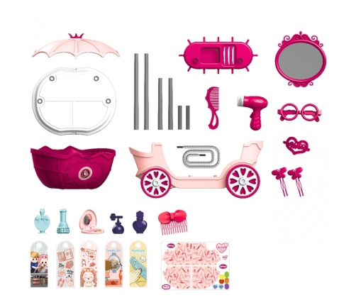 WOOPIE Salon Piękności Urody Toaletka na Kółkach Wózek Wlizka 31 akc. 4w1