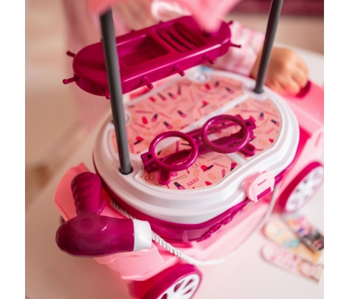 WOOPIE Salon Piękności Urody Toaletka na Kółkach Wózek Wlizka 31 akc. 4w1