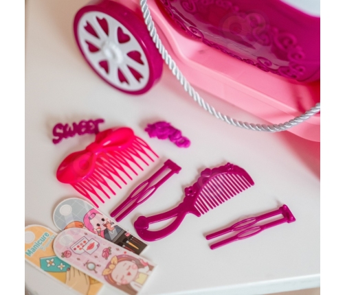 WOOPIE Salon Piękności Urody Toaletka na Kółkach Wózek Wlizka 31 akc. 4w1