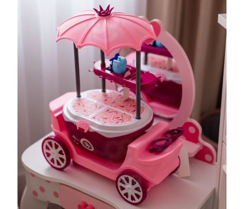 WOOPIE Salon Piękności Urody Toaletka na Kółkach Wózek Wlizka 31 akc. 4w1