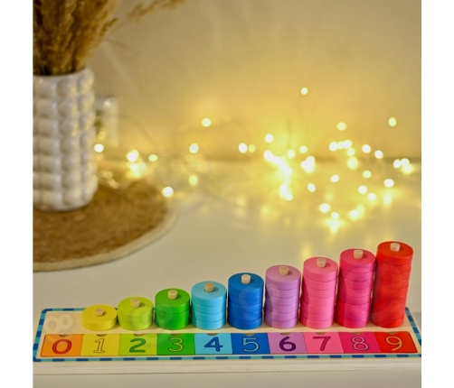 WOOPIE GREEN Układanka Nauka Liczenia i Kolorów Montessori 56 el.