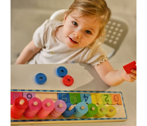 WOOPIE GREEN Układanka Nauka Liczenia i Kolorów Montessori 56 el.