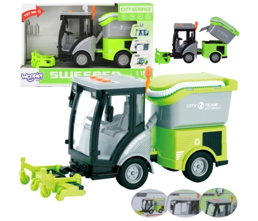 WOOPIE Zamiatarka Miejska 1:16 Zielona Efekty Dźwiękowe i Świetlne