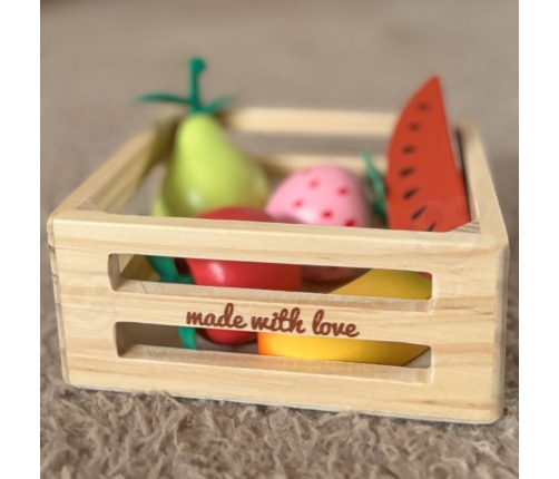 CLASSIC WORLD Zestaw Drewnianych Owoców w Koszyku 6 el.