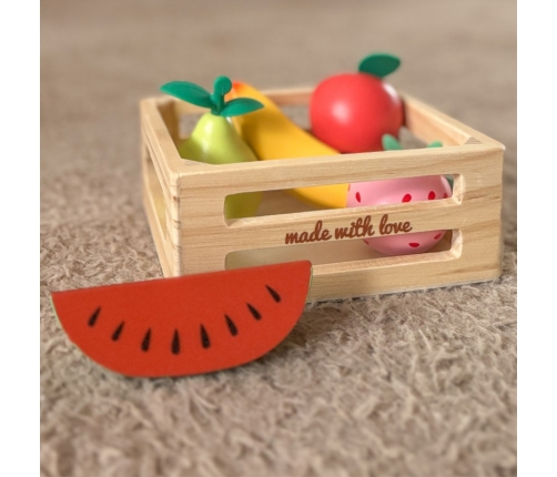 CLASSIC WORLD Zestaw Drewnianych Owoców w Koszyku 6 el.