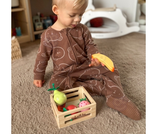 CLASSIC WORLD Zestaw Drewnianych Owoców w Koszyku 6 el.