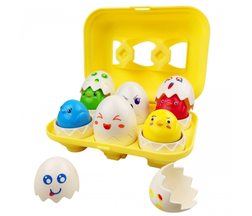 WOOPIE Układanka Sorter Montessori Dopasuj Kształty Wesołe Kurczaczki Jajka 6szt