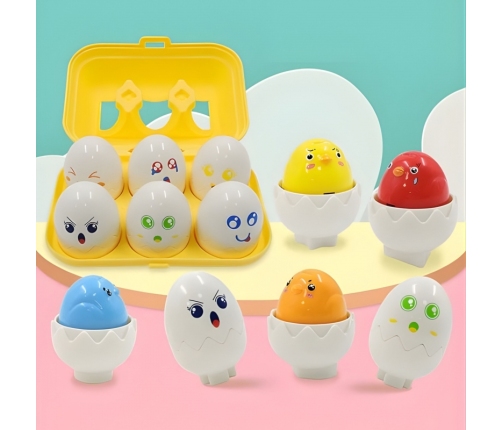 WOOPIE Układanka Sorter Montessori Dopasuj Kształty Wesołe Kurczaczki Jajka 6szt