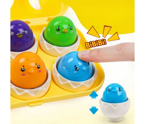 WOOPIE Układanka Sorter Montessori Dopasuj Kształty Wesołe Kurczaczki Jajka 6szt