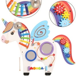 VIGA Drewniana Tablica Sensoryczna Manipulacyjna Jednorożec Certyfikat FSC Montessori VIGA Drewniana Tablica Sensoryczna Manipulacyjna Jednorożec Certyfikat FSC Montessori