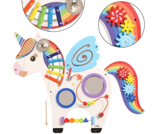 VIGA Drewniana Tablica Sensoryczna Manipulacyjna Jednorożec Certyfikat FSC Montessori