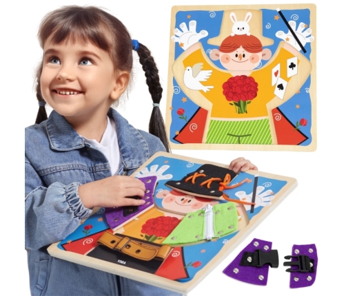 VIGA Drewniana Tablica Manipulacyjna Klamry Zamki Magik Monstessori