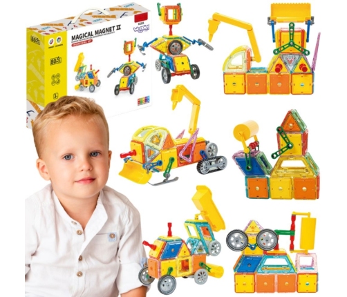 WOOPIE Klocki Magnetyczne 3D Pojazdy Zestaw 80el.