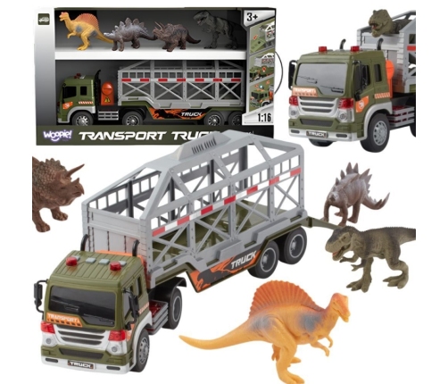 WOOPIE Ciężarówka Transporter Dinozaurów Auto z Dźwiękiem i Światłem