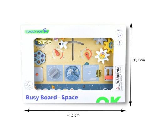 TOOKY TOY Drewniana Tablica Edukacyjna Montessori Astronauta Statek Kosmiczny