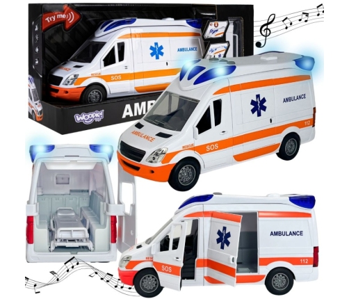 WOOPIE Pogotowie Karetka Ambulans Nosze w Zestawie + Sygnały Dźwiękowe I Świetlne