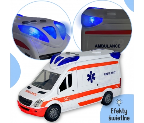 WOOPIE Pogotowie Karetka Ambulans Nosze w Zestawie + Sygnały Dźwiękowe I Świetlne
