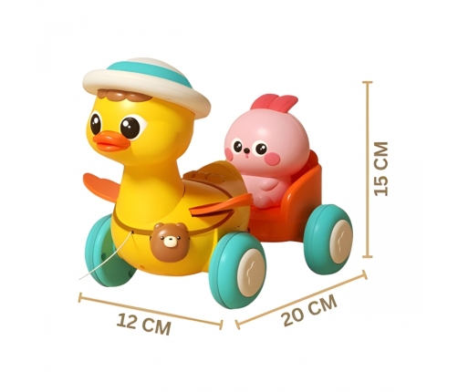 WOOPIE BABY Żółta Kaczuszka z Różowym Króliczkiem w Przyczepce do Ciągnięcia