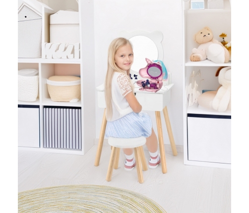 VIGA Zestaw Biała Toaletka + Akcesoria Jak z Salonu