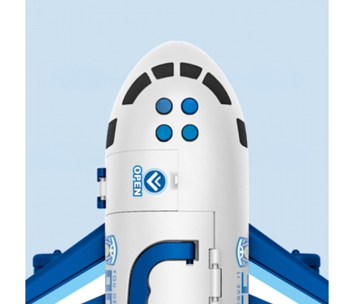 WOOPIE Samolot Rozkładany Transporter Policja z 3 Autami Policyjnymi Zestaw XL Znaki Drogowe