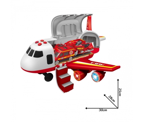 WOOPIE Samolot Rozkładany Transporter Straż Pożarna z 3 Autami Strażackimi Zestaw XL Znaki Drogowe