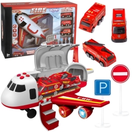 WOOPIE Samolot Rozkładany Transporter Straż Pożarna z 3 Autami Strażackimi Zestaw XL Znaki Drogowe WOOPIE Samolot Rozkładany Transporter Straż Pożarna z 3 Autami Strażackimi Zestaw XL Znaki Drogowe